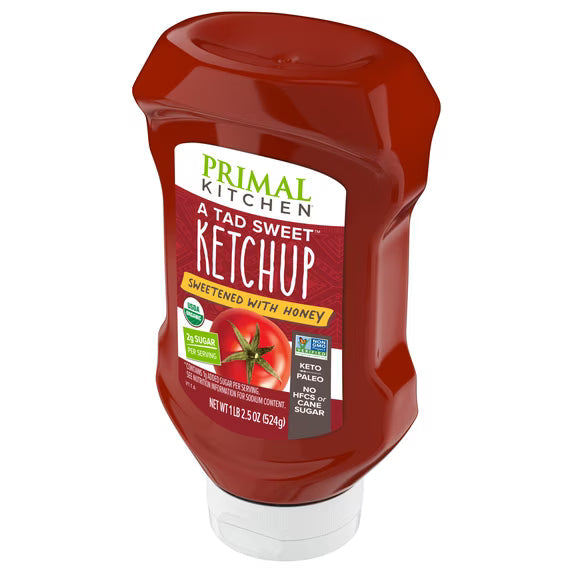 (pack of 2)Primal Kitchen A Tad Sweet Squeeze Ketchup - Sweetened with Honey, 18.5 oz