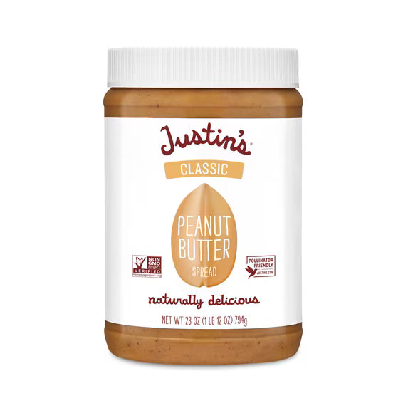 Hero image 6 of (6 pack) JUSTIN'S Classic Creamy Peanut Butter Spread, 28 oz Jar, 6 of 7    Visit the Justin's Store (6 pack) JUSTIN'S Classic Creamy Peanut Butter Spread, 28 oz Jar