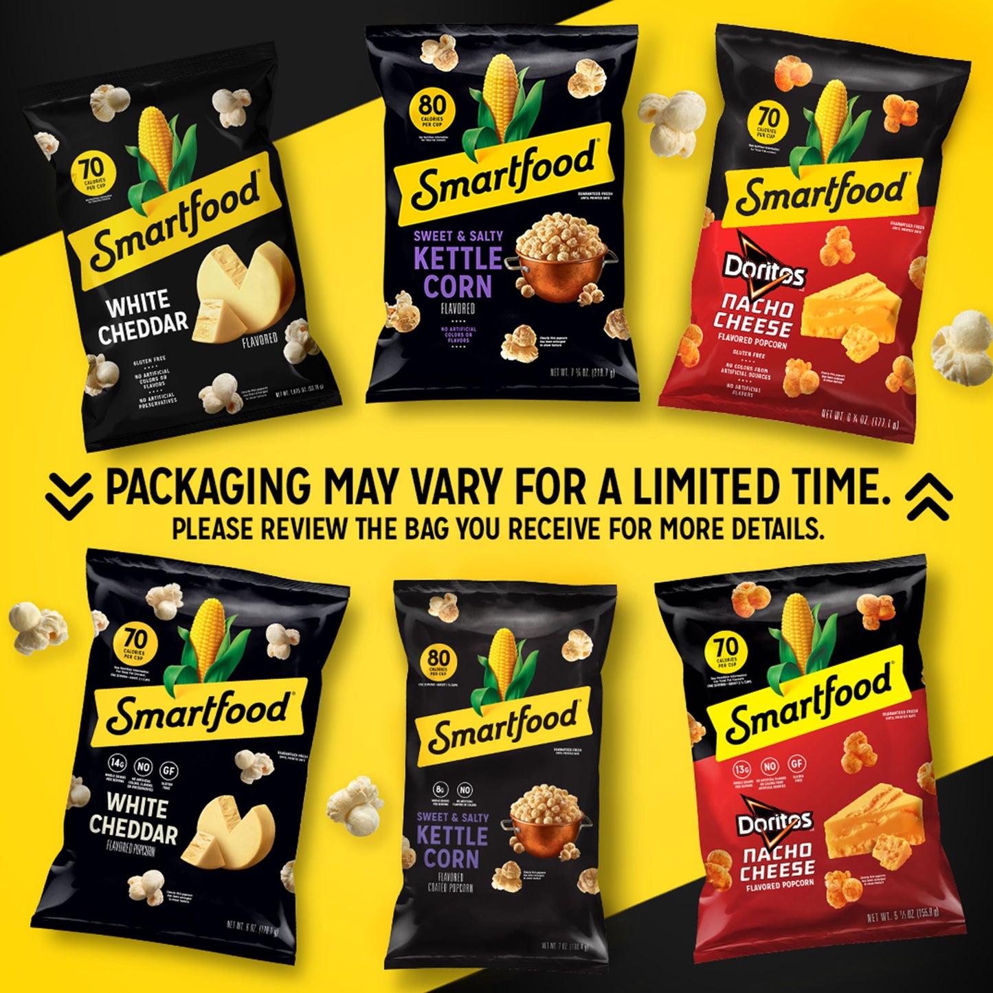 Smartfood Gluten Free, No Artificial Colors White Cheddar Popcorn Bag, 0.625 oz (40 pack)​
