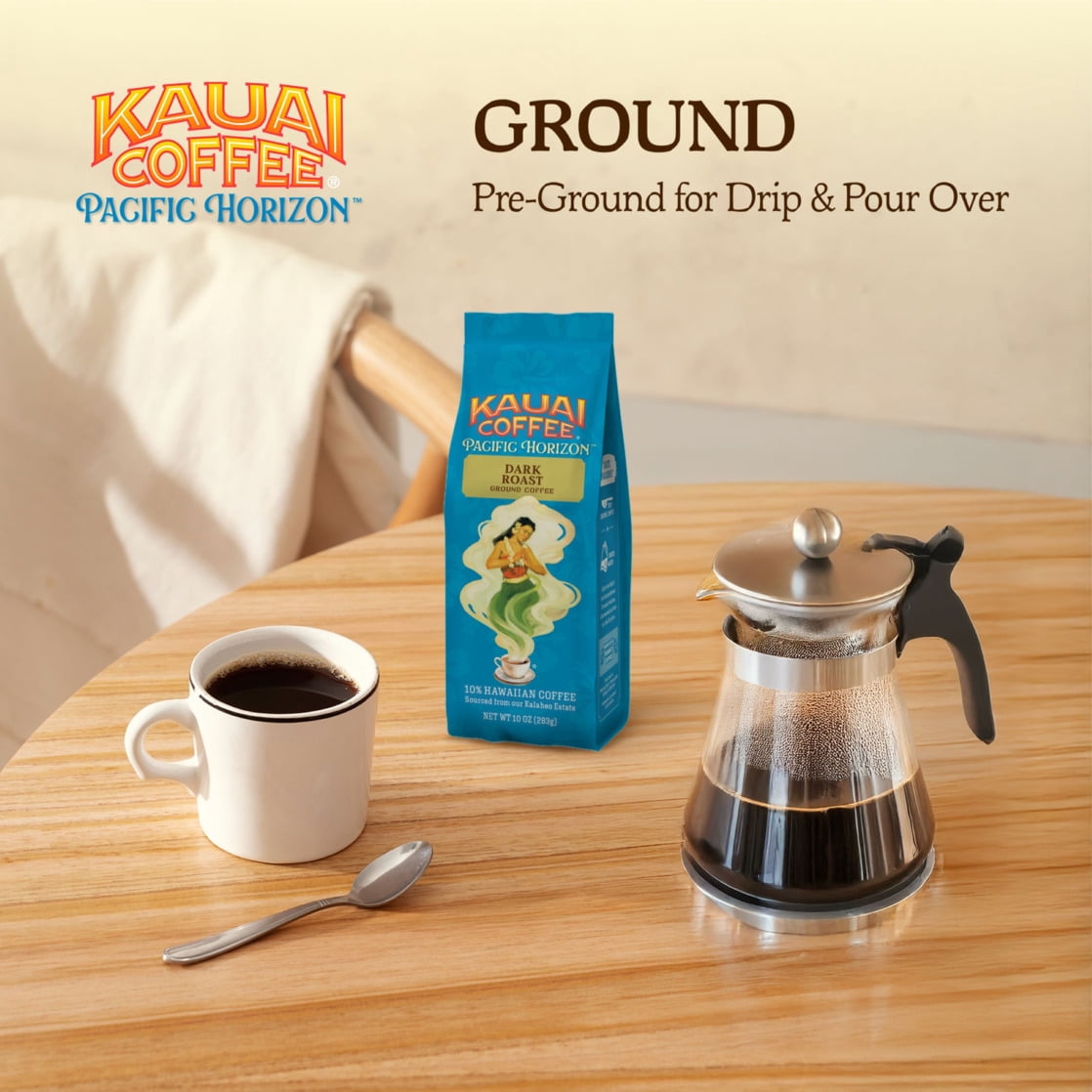 Kauai Coffee® Koloa Estate Dark Roast Arabica, Ground Coffee, Bag 10 oz