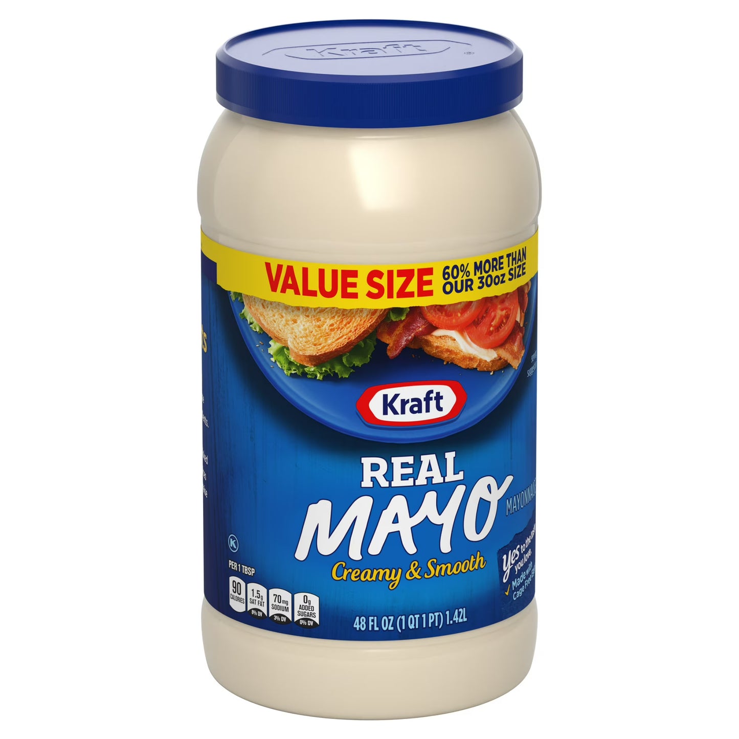 Kraft Real Mayo Creamy & Smooth Mayonnaise, 48 fl oz Jar