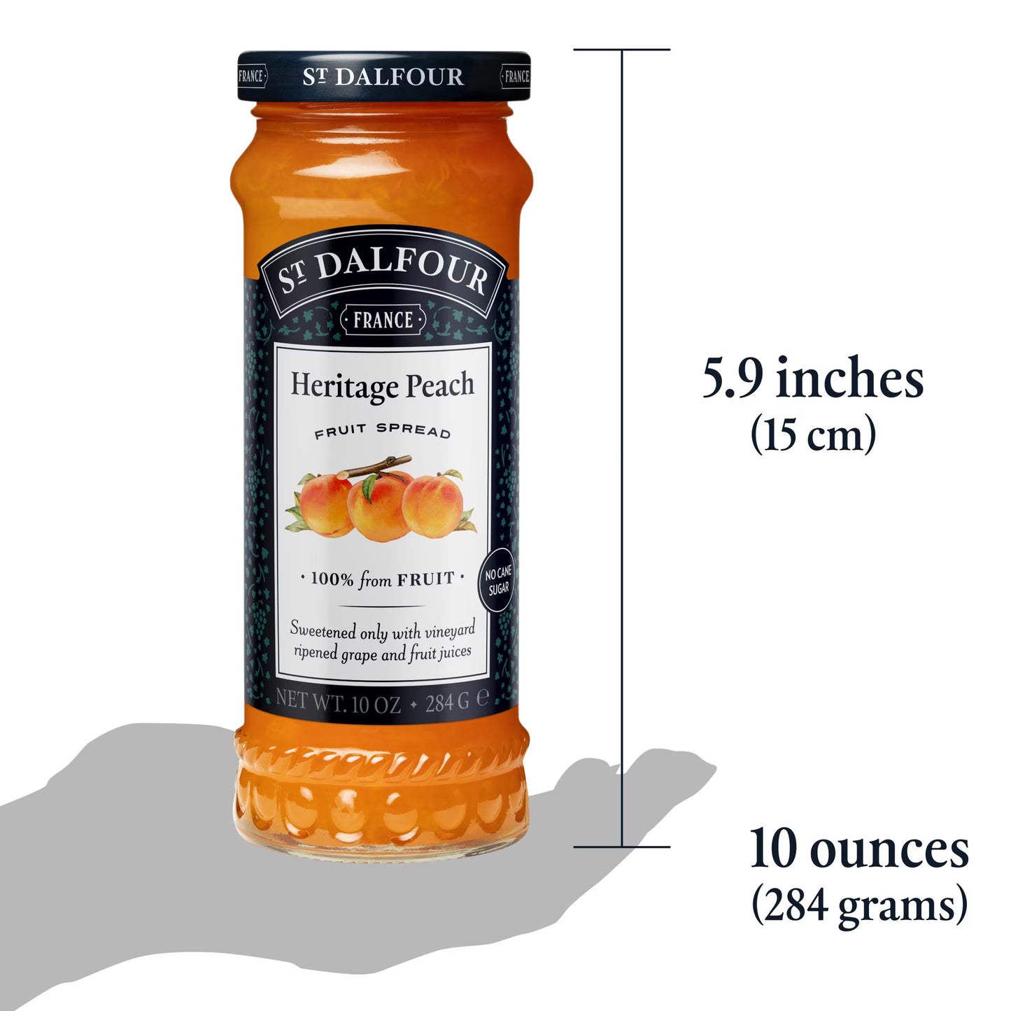 St Dalfour Heritage Peach Fruit Spread, 100% from Fruit, Vegan & Gluten Free, 10 oz Jar