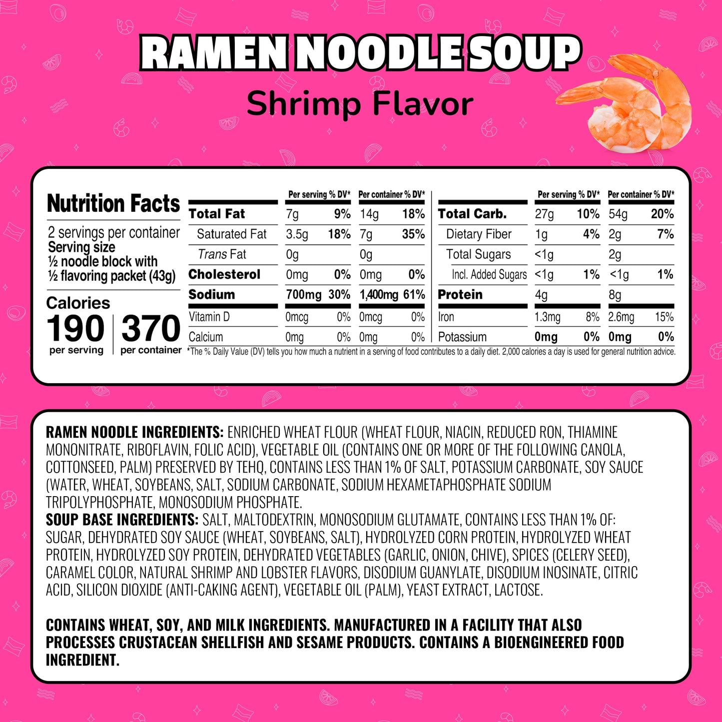(24 pack) Maruchan Ramen Noodle Soup, Shrimp Flavor Instant Noodles, 3 oz, Pack of 12