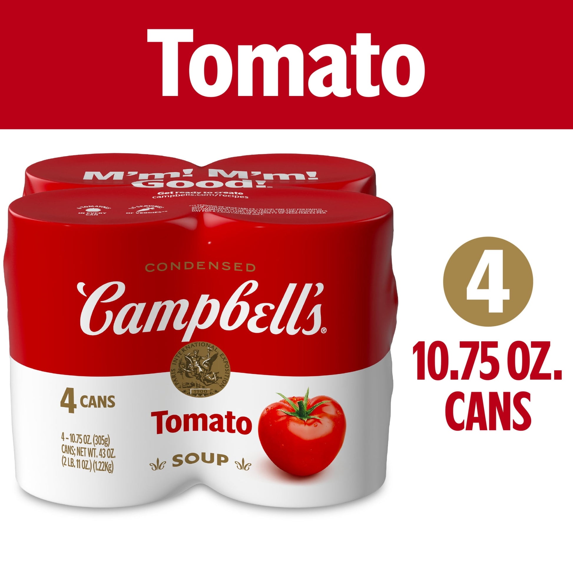 Campbell's Condensed Tomato Soup, 10.75 oz Can (4 Pack)