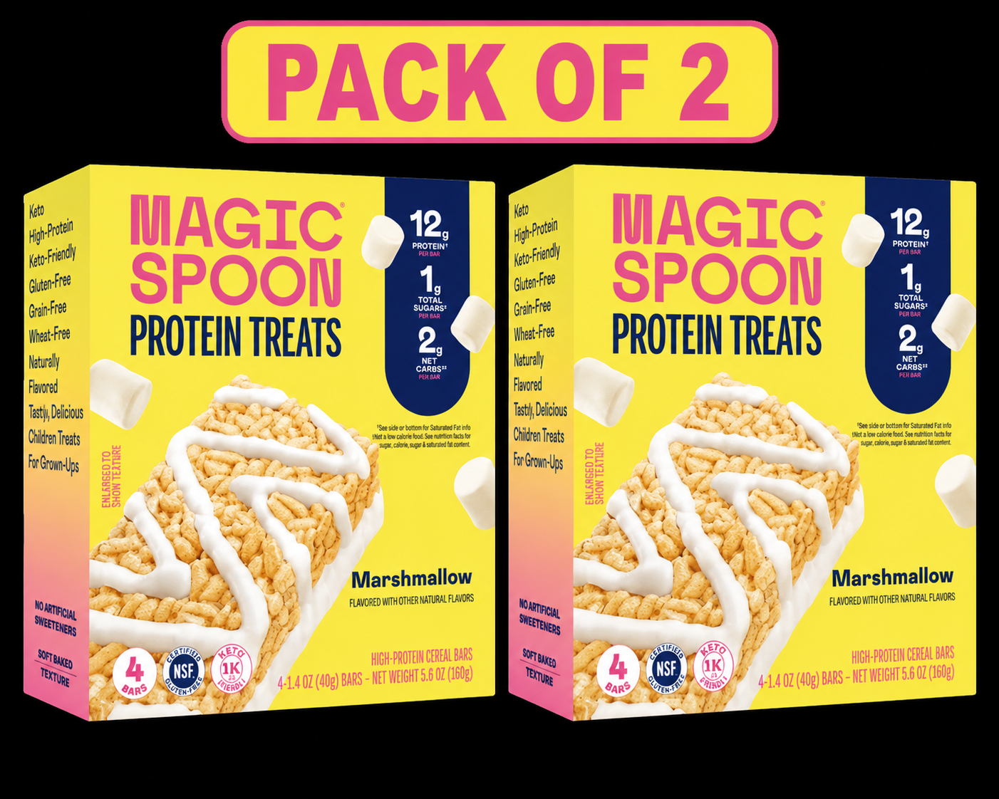 Magic Spoon, Marshmallow Protein Treats, 1.4 oz, 4 Count( pack of 2)