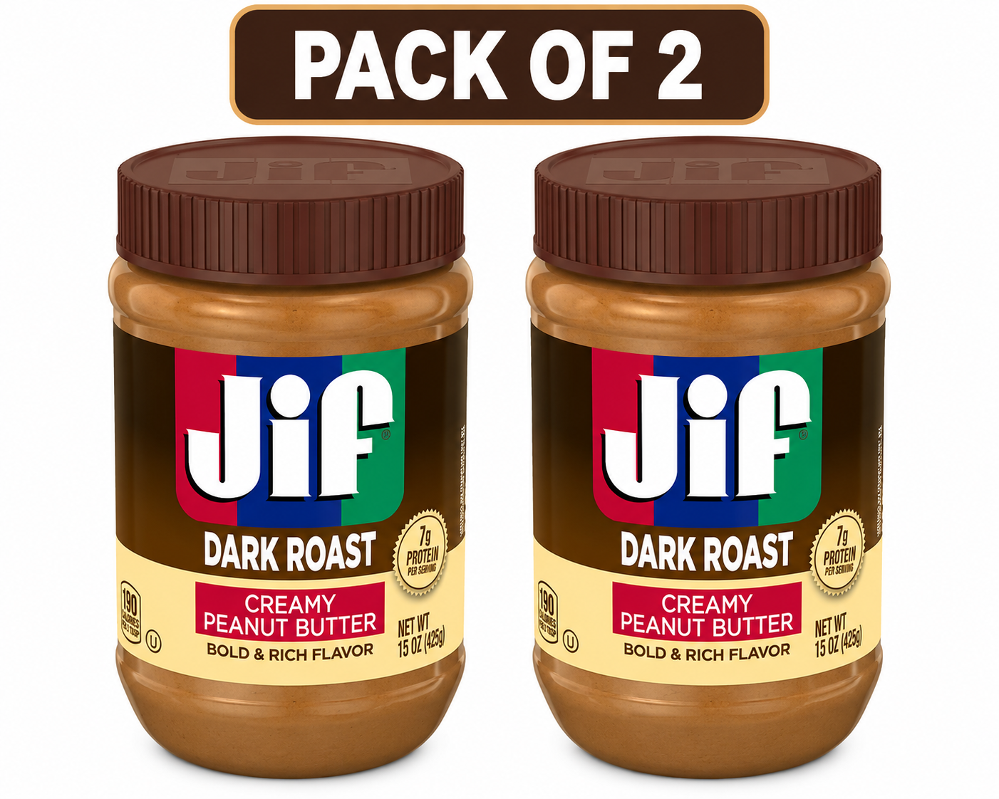 Jif Dark Roast Creamy Peanut Butter, 15 oz Jar