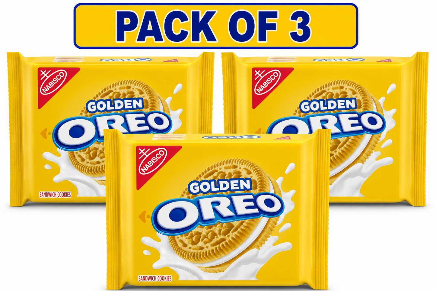 (3 pack) OREO Golden Sandwich Cookies, 13.29 oz
