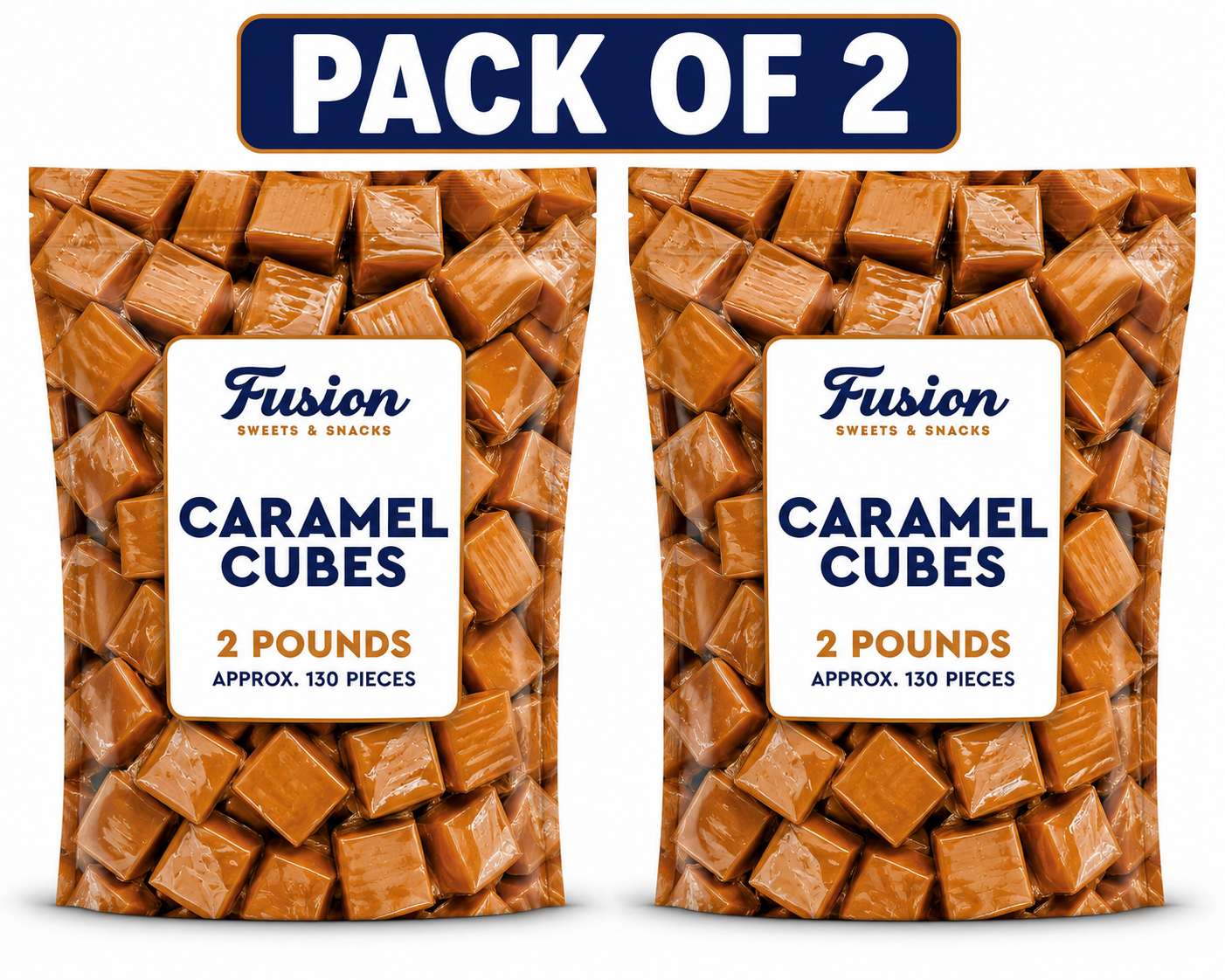 Caramel Cubes Candy Individually Wrapped 150 Pieces 2 Pounds, Soft Chewy Caramel Squares Candy, Bulk Caramel for Melting, Baking & Snacking, Holiday Gift Bag Filler ( 2 pack)