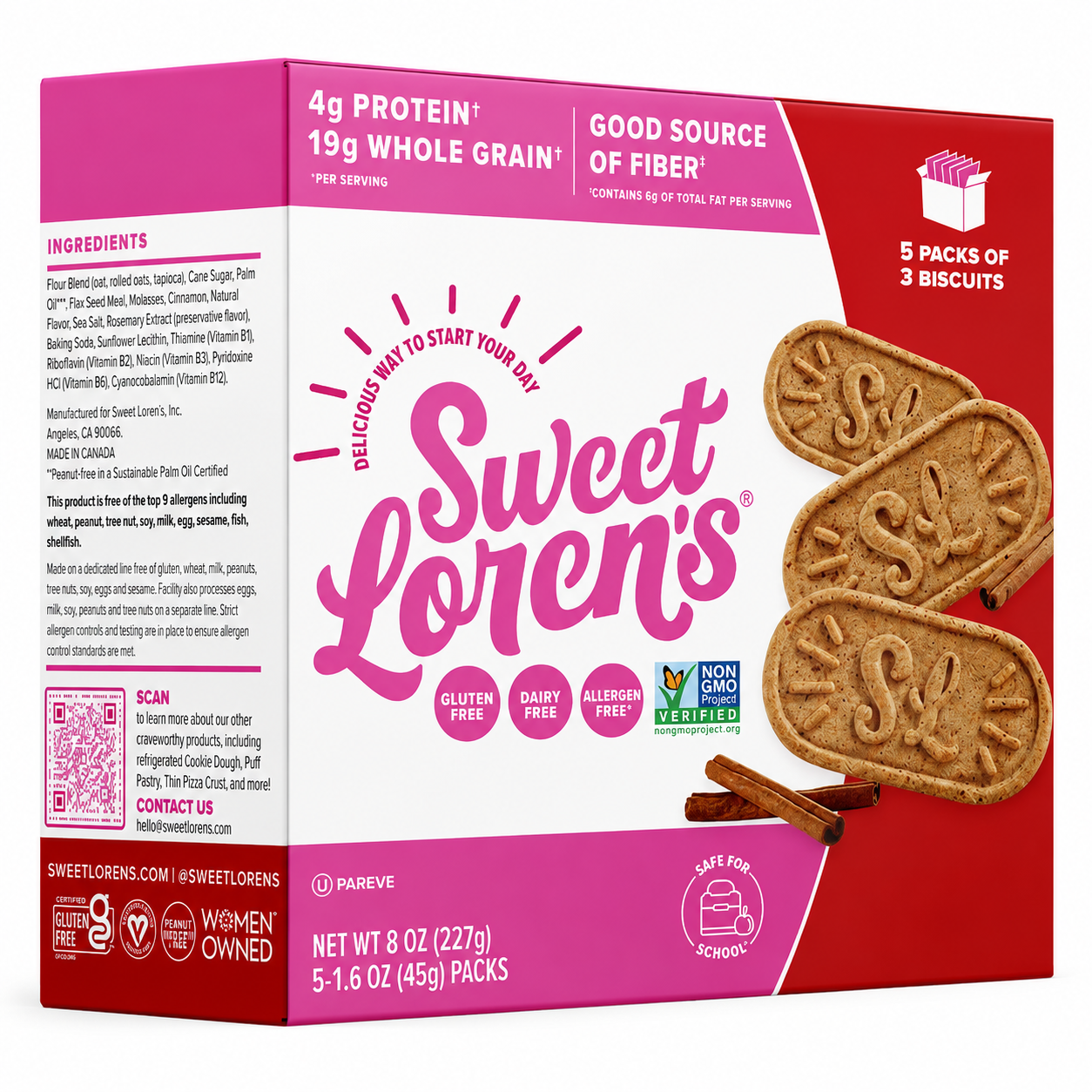 Sweet Loren's Breakfast Biscuits, Cinnamon Sugar, Gluten Free, 15 Count, 1.6 oz (45g) Each (pack of 2)