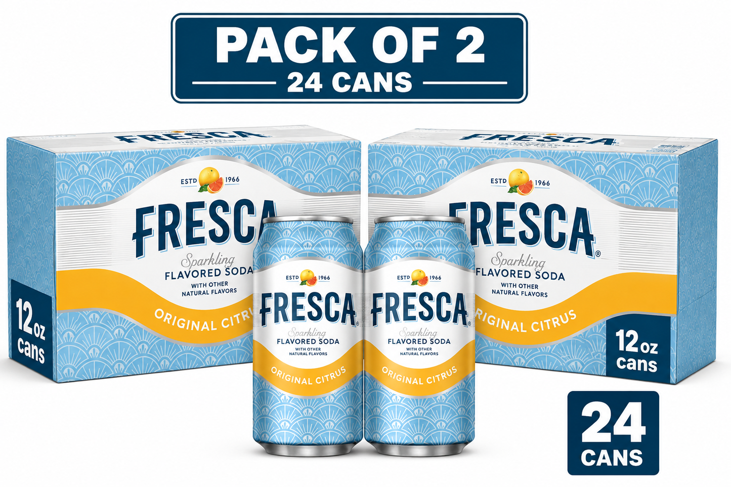 Fresca Citrus Soda Pop Fridge Pack Cans, 12 fl oz, 12 Pack(pack of 2)