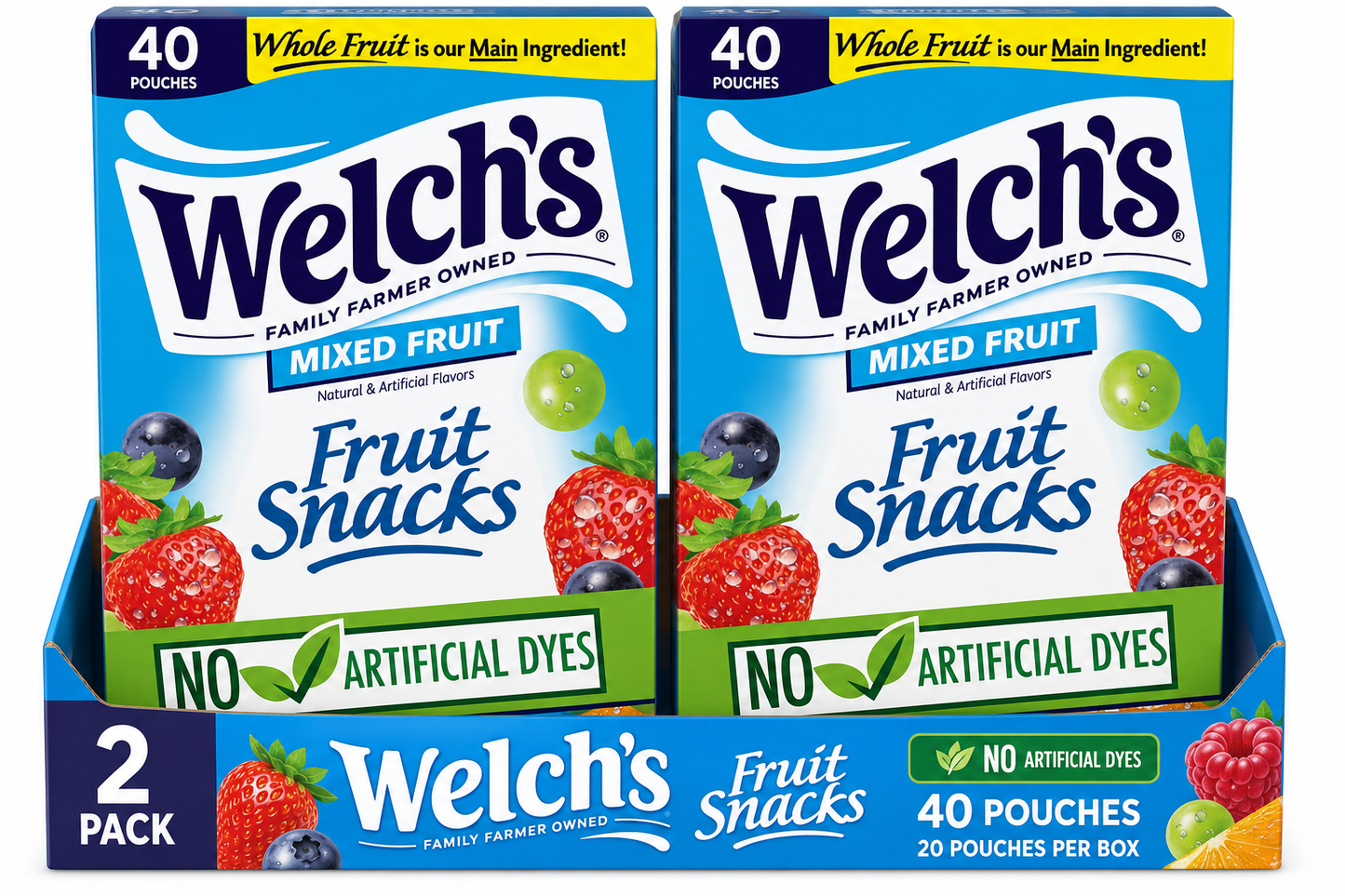 Welch's Fruit Snacks, Mixed Fruit, Soft Kids Snacks, 0.8 oz, 40 Count( pack of 2)
