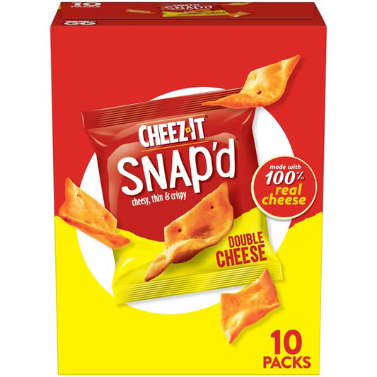 Cheez-It Snap'd Double Cheese Cheesy Baked Chips, Lunch Snacks, 10 Count