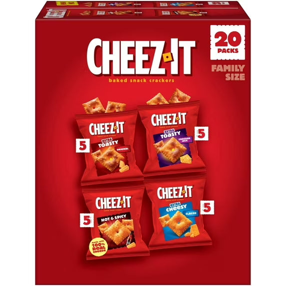 (pack of 4)Cheez-It Variety Pack Baked Snack Crackers, Lunch Snacks, 20 Count