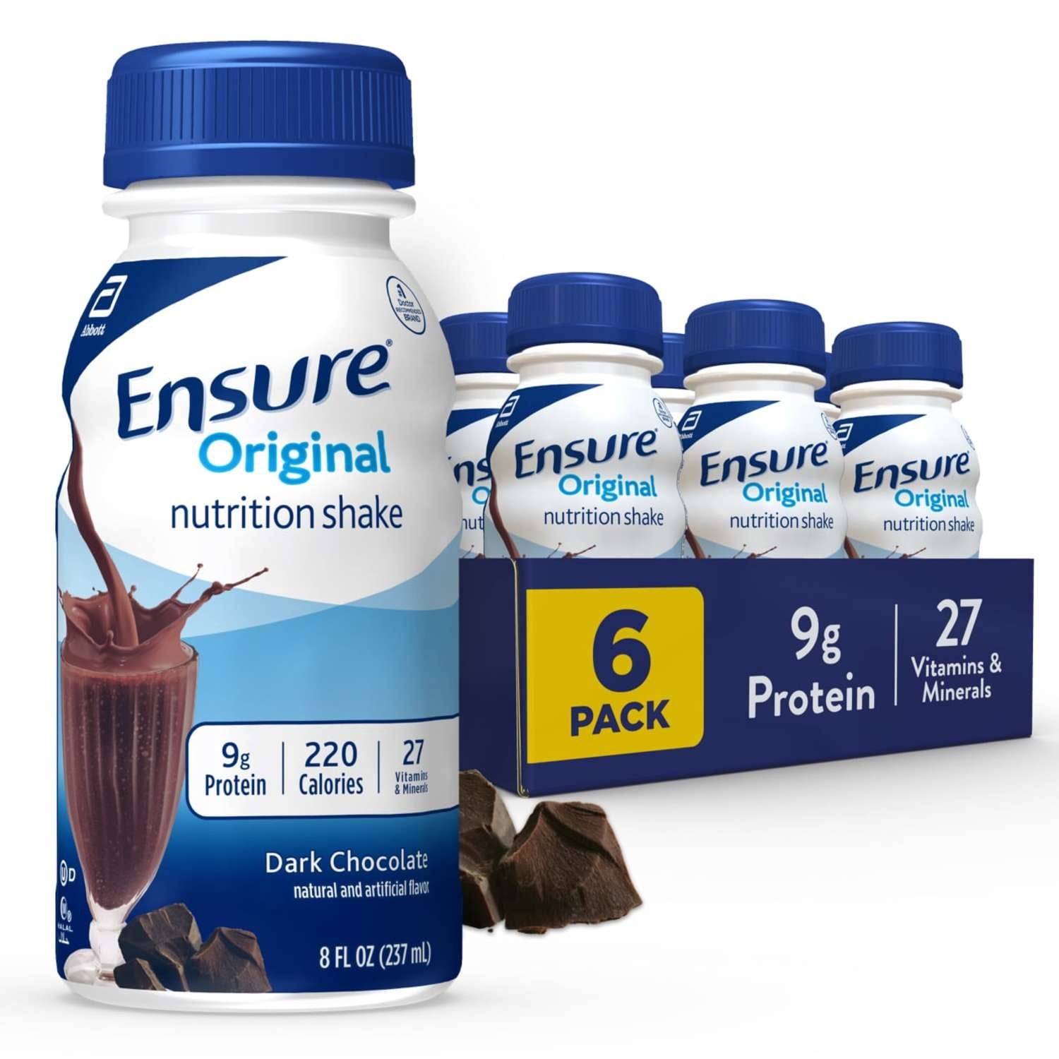 Ensure Original Nutrition Shake, 9g Protein, Dark Chocolate, 8 fl oz - 6 Pack