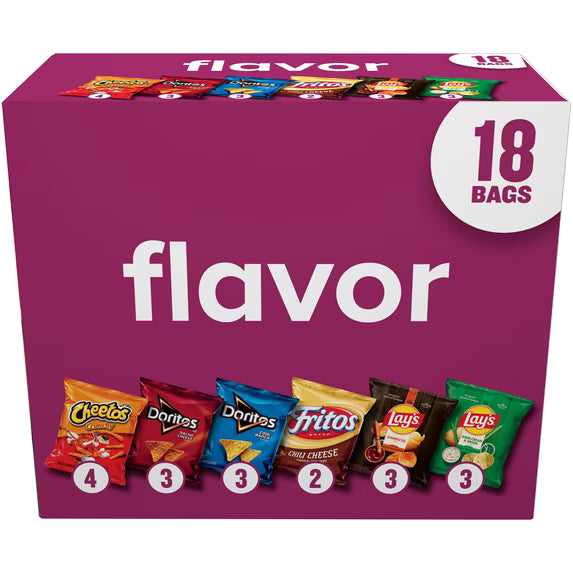 Frito-Lay Flavor Mix Snack Chips Variety, 18 Pack( 2 pack)