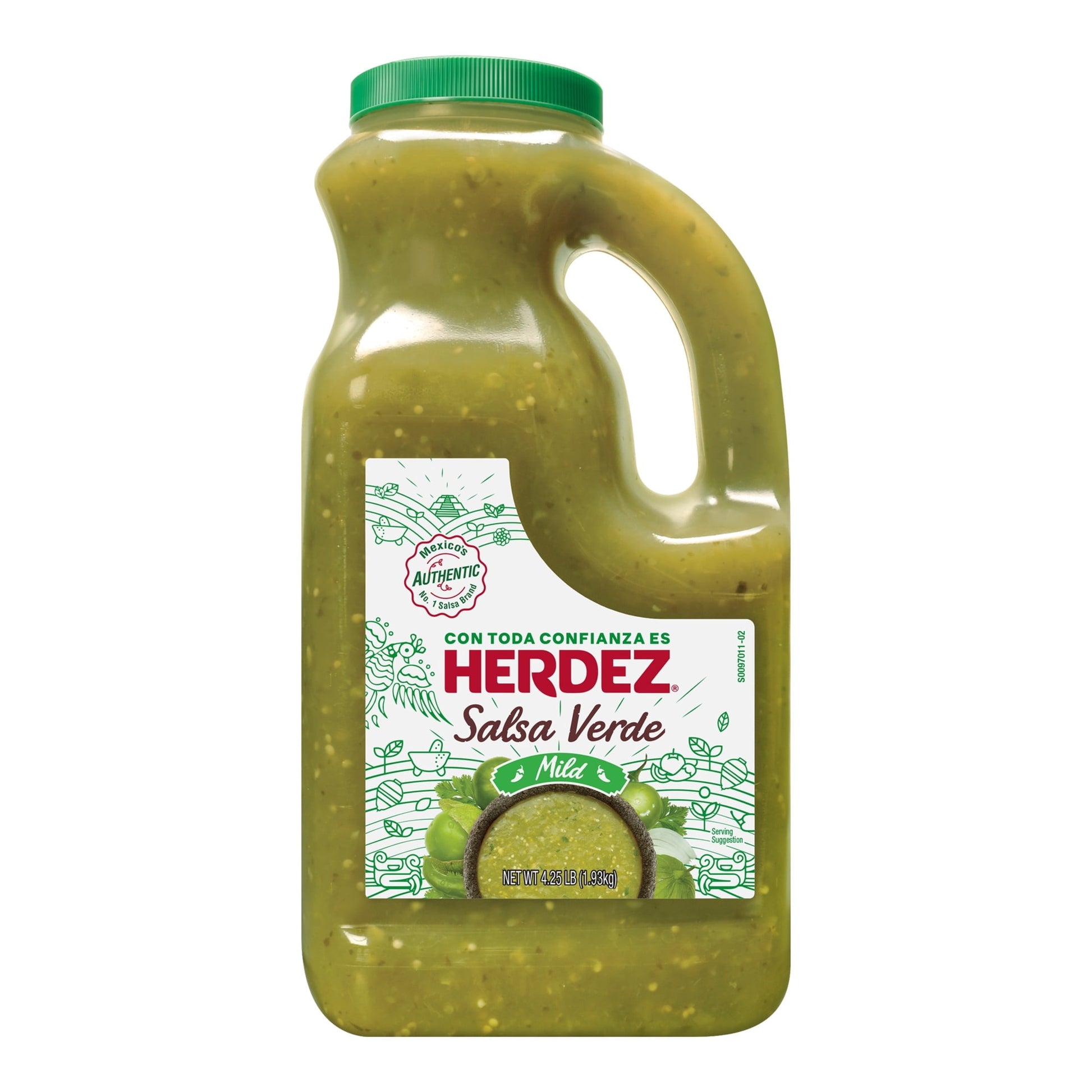 HERDEZ Salsa Verde Mild, Tortilla Chip Dip, Shelf Stable, Large 68 oz Plastic Jug