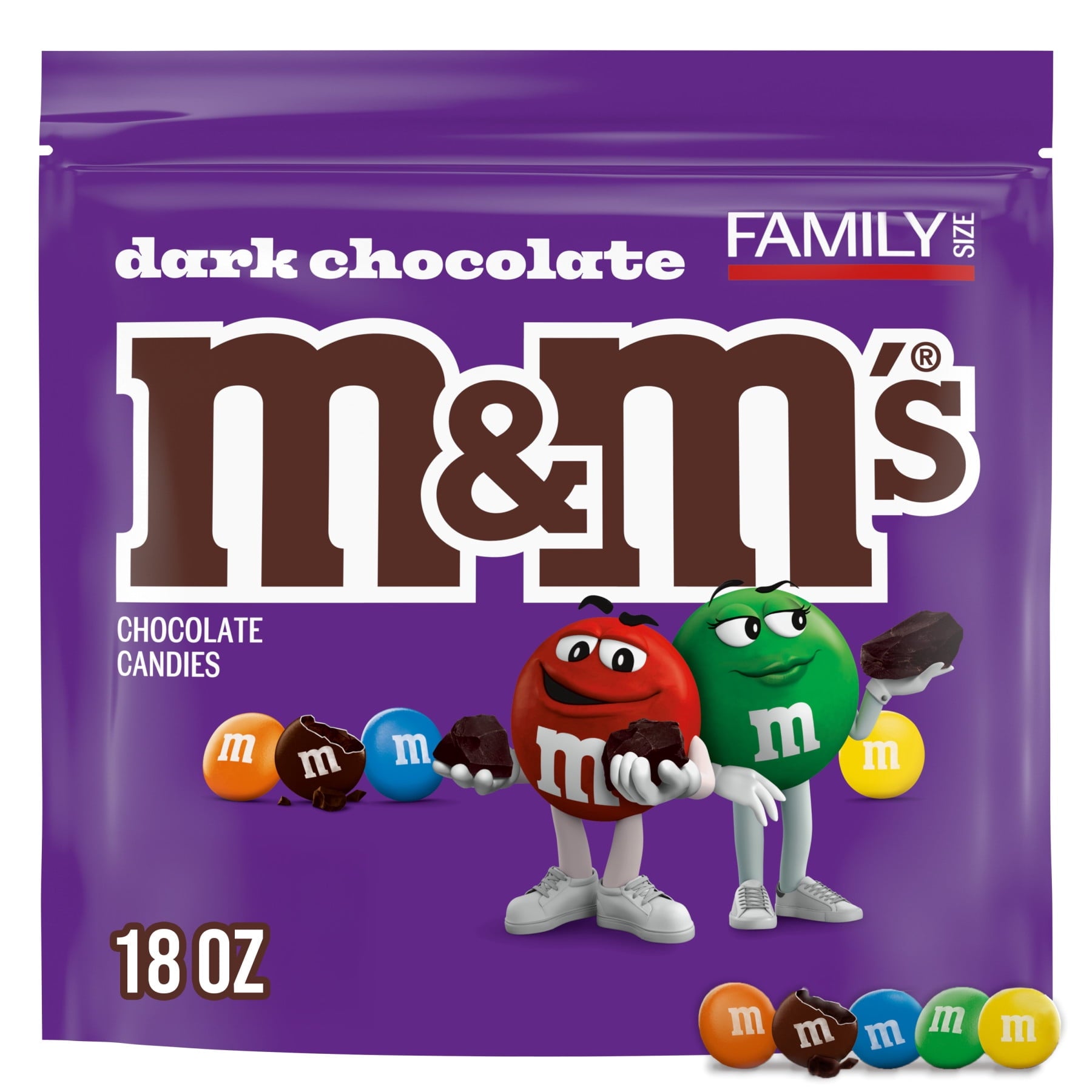 M&M'S 50% Cacao Dark Chocolate Candy, Family Size Resealable Bag - 18 oz