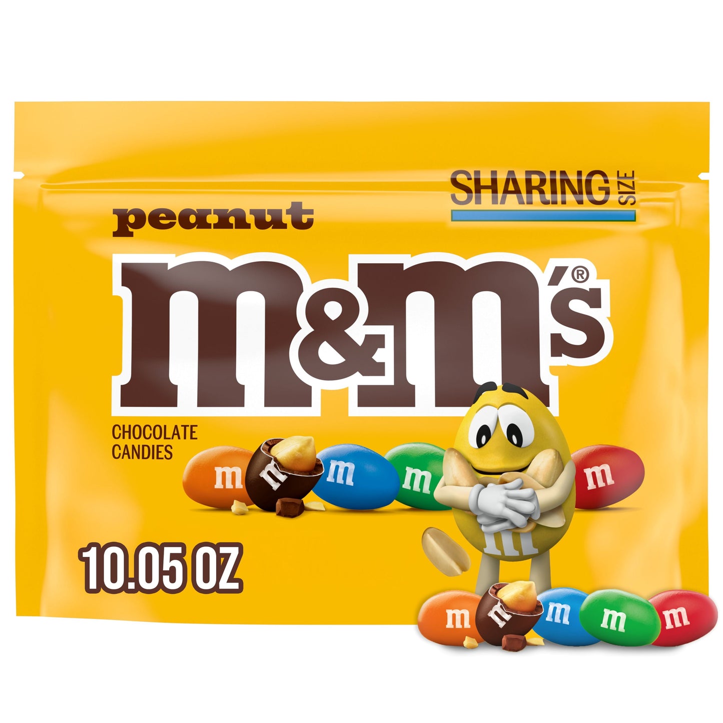 M&M's Peanut Milk Chocolate Candy, Family Size 18.08 oz Resealable Bulk Bag