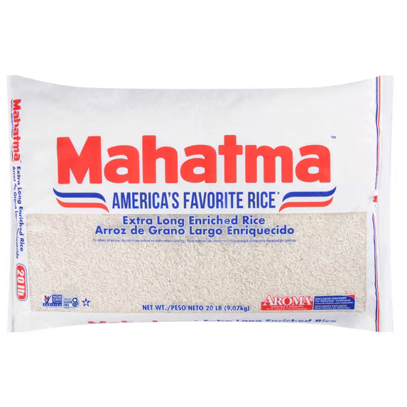 Mahatma Enriched Extra Long Grain White Rice, 20 lb Bag