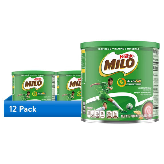 (12 pack) Nestle Milo Active Go Chocolate Malt Powder Drink Mix, 14.1 oz