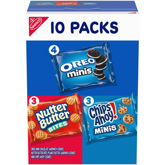 Nabisco Cookies Variety Pack, OREO Minis, Nutter Butter Bites, & CHIPS AHOY! Minis,10 Snack Packs
