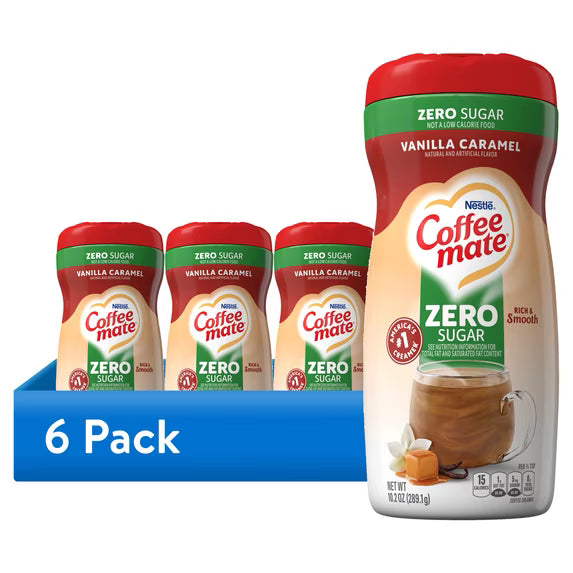 (6 pack) Coffee mate Vanilla Caramel Zero Sugar Powder Coffee Creamer, 10.2 oz