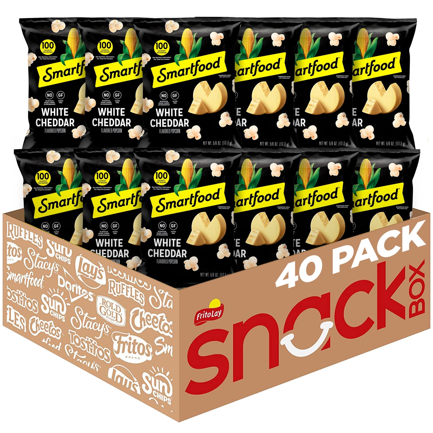 Smartfood Gluten Free, No Artificial Colors White Cheddar Popcorn Bag, 0.625 oz (40 pack)​