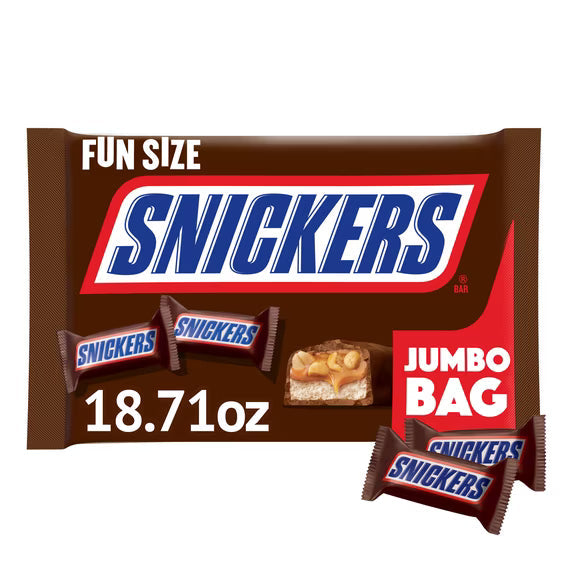 Snickers Fun Size Chocolate Bars, 18.71 oz Jumbo Candy Bag( pack of 2)