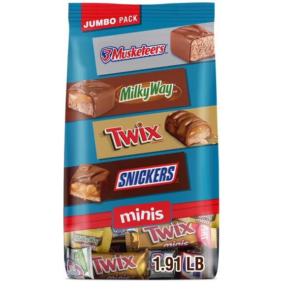 Snickers, Twix & More Minis Chocolate Candy Bars Variety pack - 30.63 oz Bulk Bag