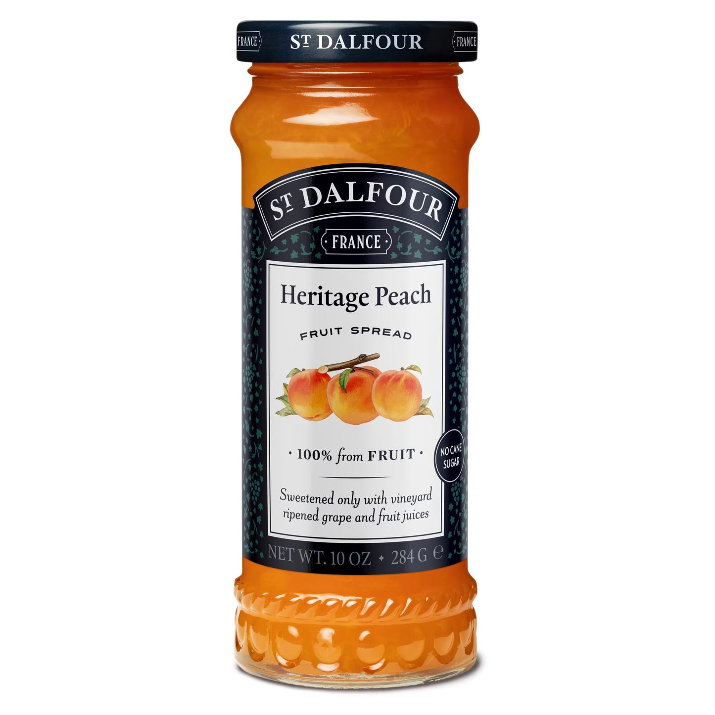 St Dalfour Heritage Peach Fruit Spread, 100% from Fruit, Vegan & Gluten Free, 10 oz Jar
