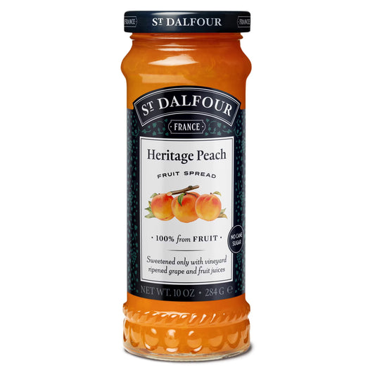 St Dalfour Heritage Peach Fruit Spread, 100% from Fruit, Vegan & Gluten Free, 10 oz Jar