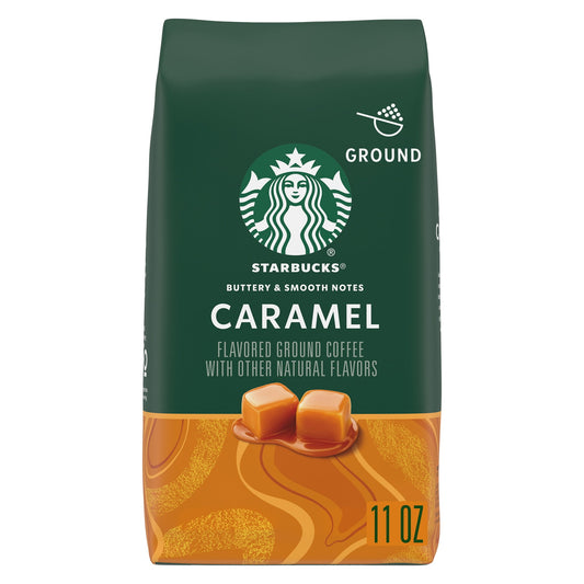 Starbucks Caramel, Ground Coffee, Flavored Hot or Iced Coffee, 11 oz
