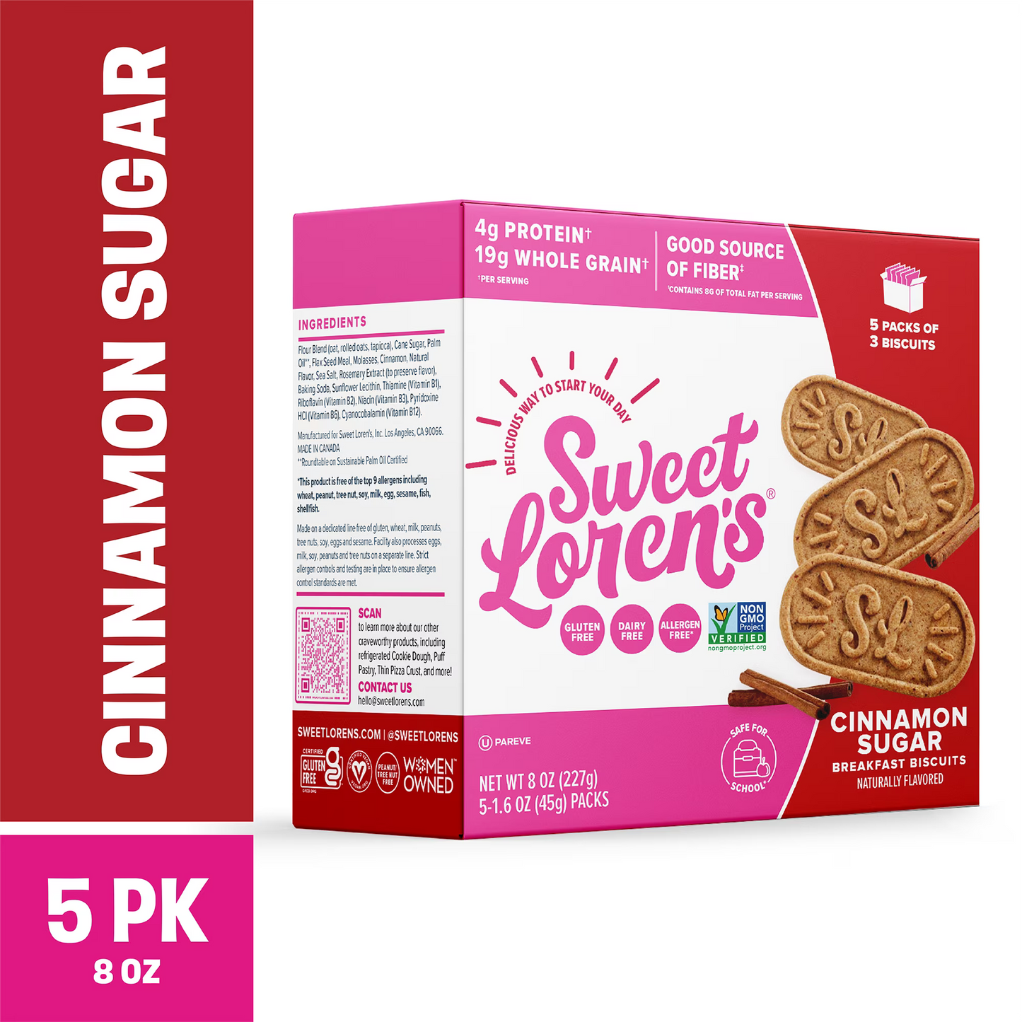 Sweet Loren's Breakfast Biscuits, Cinnamon Sugar, Gluten Free, 15 Count, 1.6 oz (45g) Each (pack of 2)