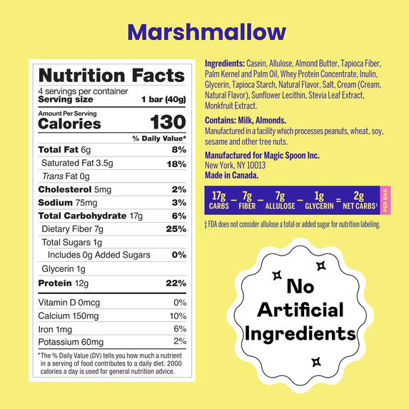 Magic Spoon, Marshmallow Protein Treats, 1.4 oz, 4 Count( pack of 2)