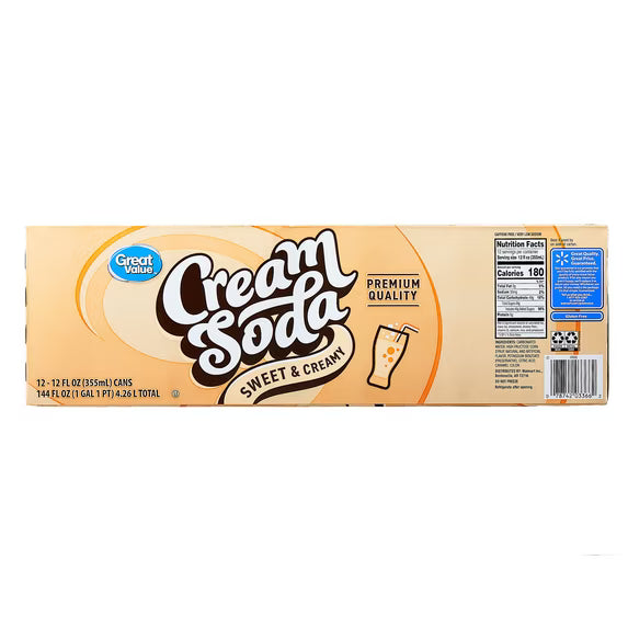 ( pack of 3)Great Value Cream Soda Pop, 12 fl oz, 12 Pack Cans
