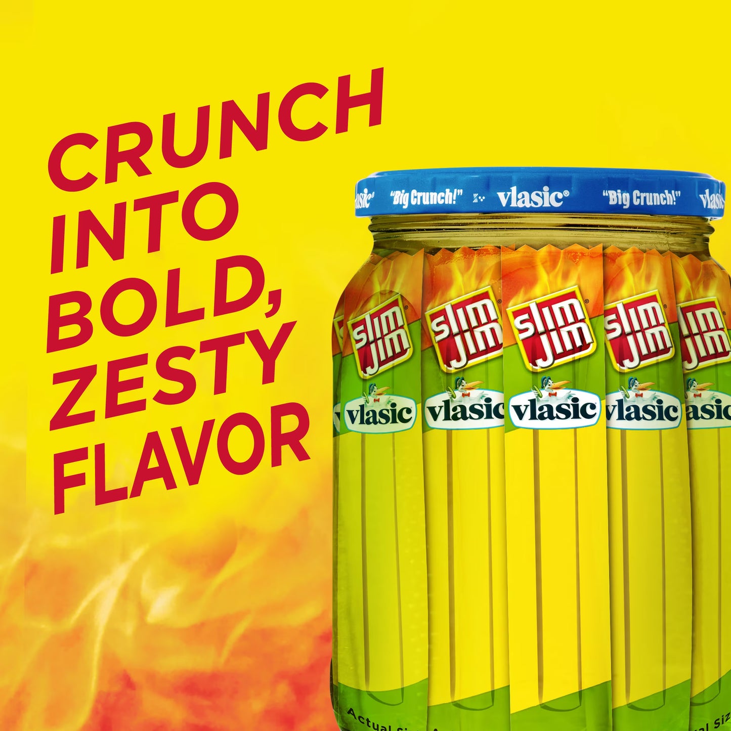 Slim Jim Smoked Jerky Snack Sticks, Vlasic Dill Pickle Flavor, 6g Protein Per Serving, 0.28 oz. (26-Count)