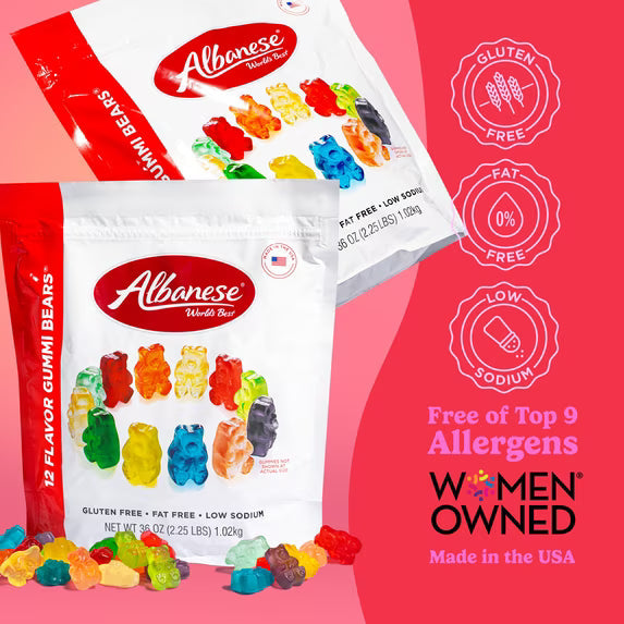2 pack Albanese World's Best 12 Flavor Gummi Bears, Family Size Share 36 oz