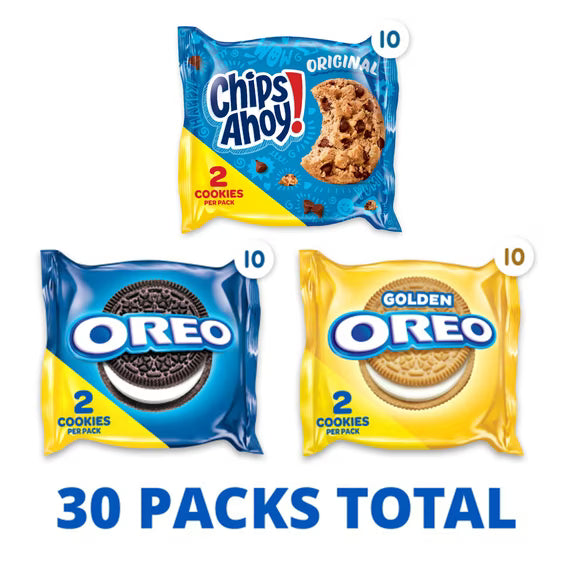 Nabisco Sweet Treats Cookie Variety Pack OREO, OREO Golden & CHIPS AHOY!, 30 Snack Packs
