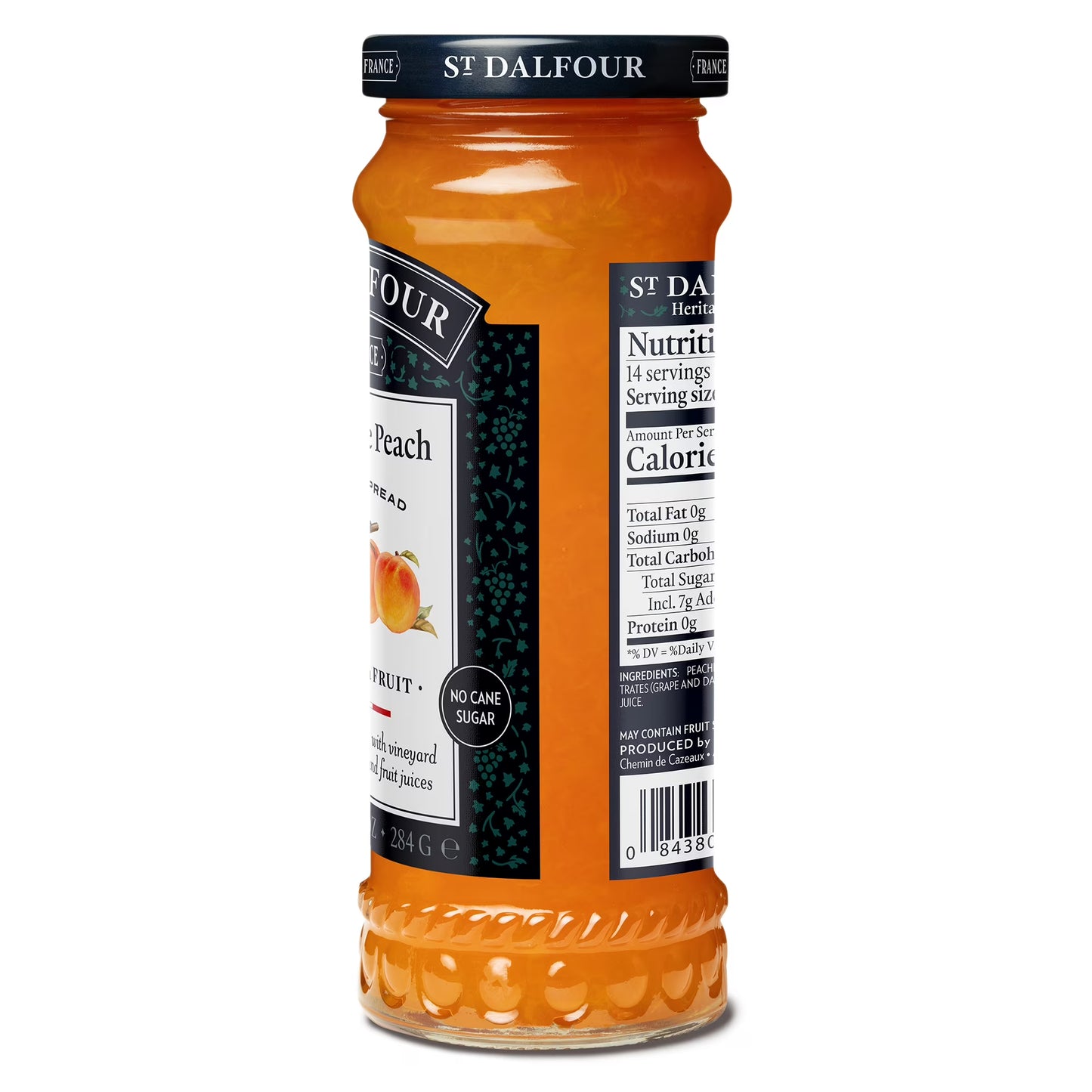 St Dalfour Heritage Peach Fruit Spread, 100% from Fruit, Vegan & Gluten Free, 10 oz Jar