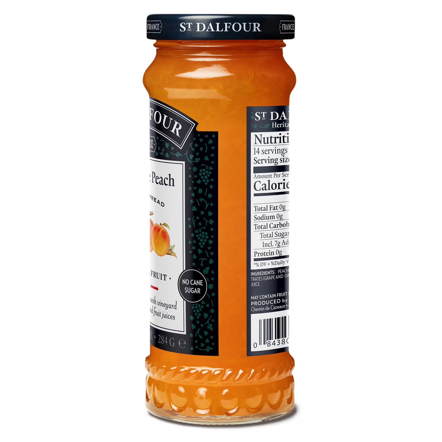 (2 pack) St Dalfour Heritage Peach Fruit Spread, 100% from Fruit, Vegan & Gluten Free, 10 oz Jar