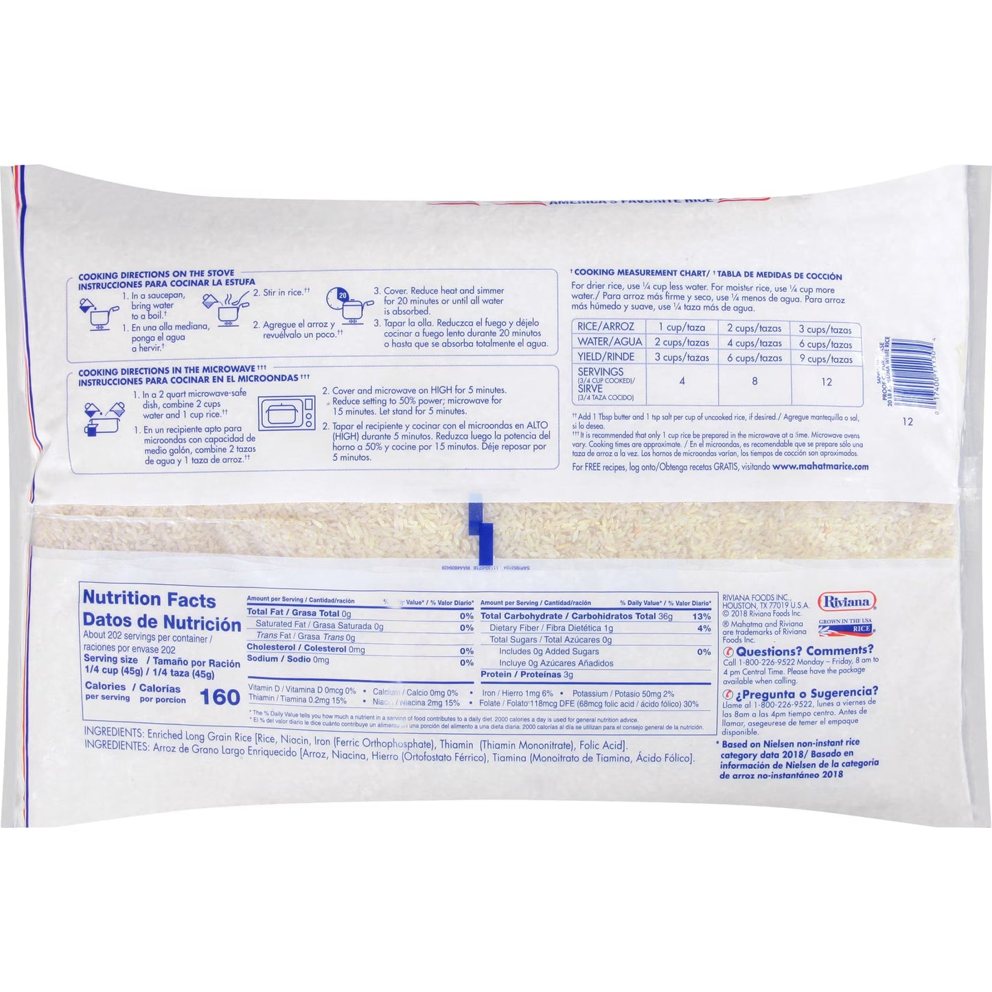 Mahatma Enriched Extra Long Grain White Rice, 20 lb Bag