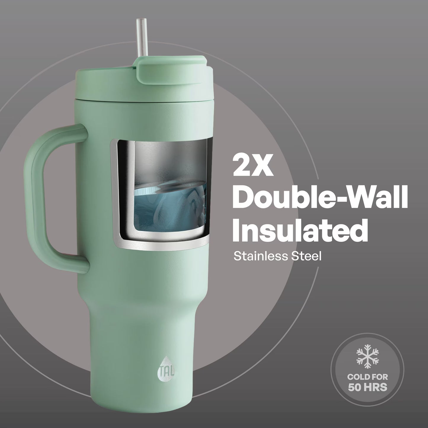 TAL 40oz Stainless Steel Hudson Tumbler with Straw, Sage