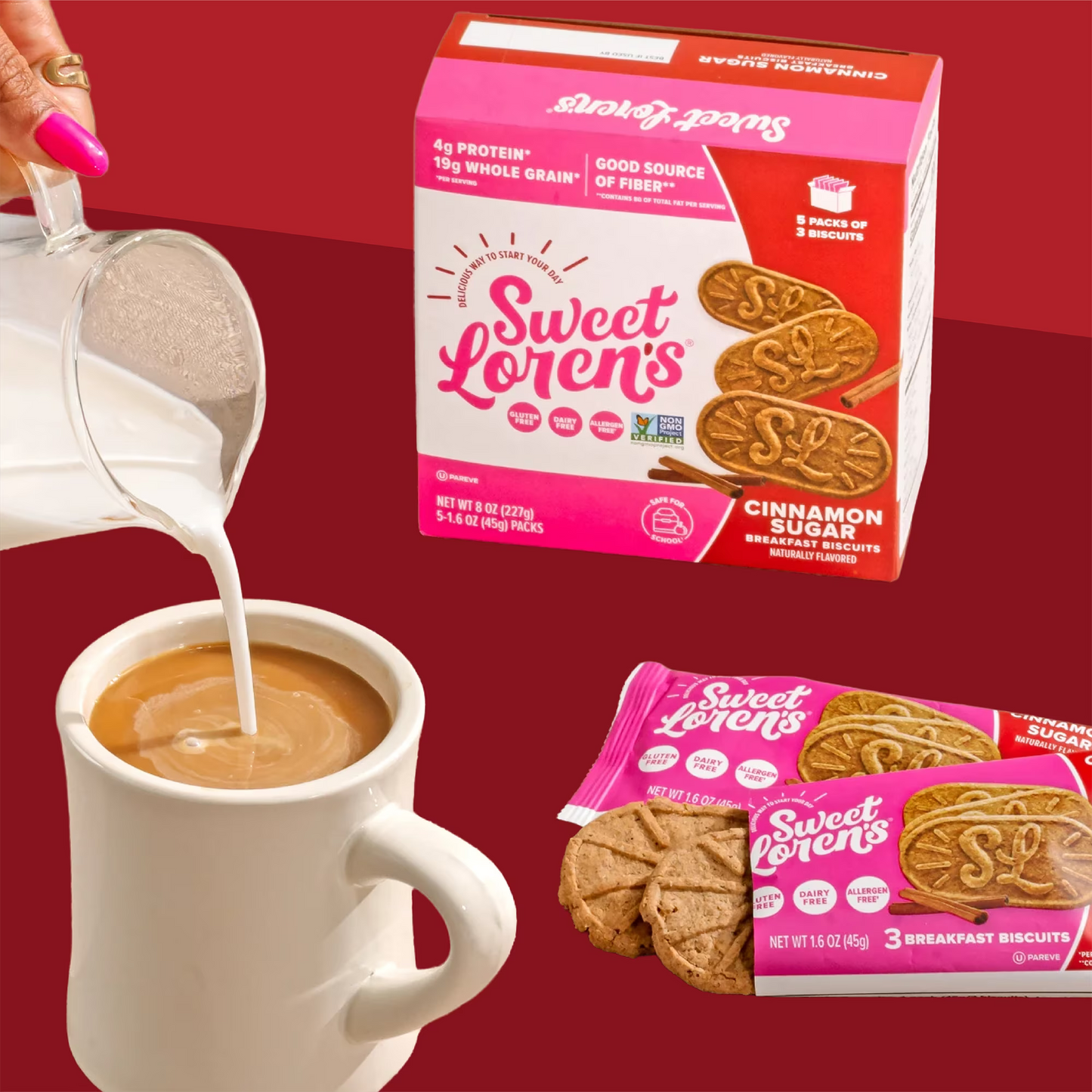 Sweet Loren's Breakfast Biscuits, Cinnamon Sugar, Gluten Free, 15 Count, 1.6 oz (45g) Each (pack of 2)