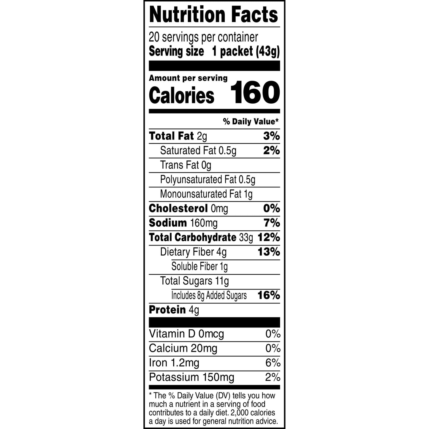 (8 pack) Quaker, Instant Oatmeal, Apple & Cinnamon, 1.51 oz, 20 Packets