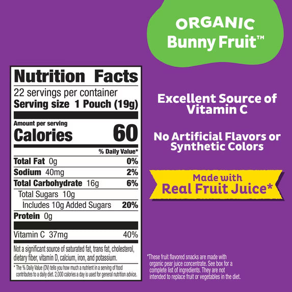 (3 pack) Annie's Organic Bunny Fruit Flavored Snacks, Variety Pack, Gluten Free, 22 Count Pouches