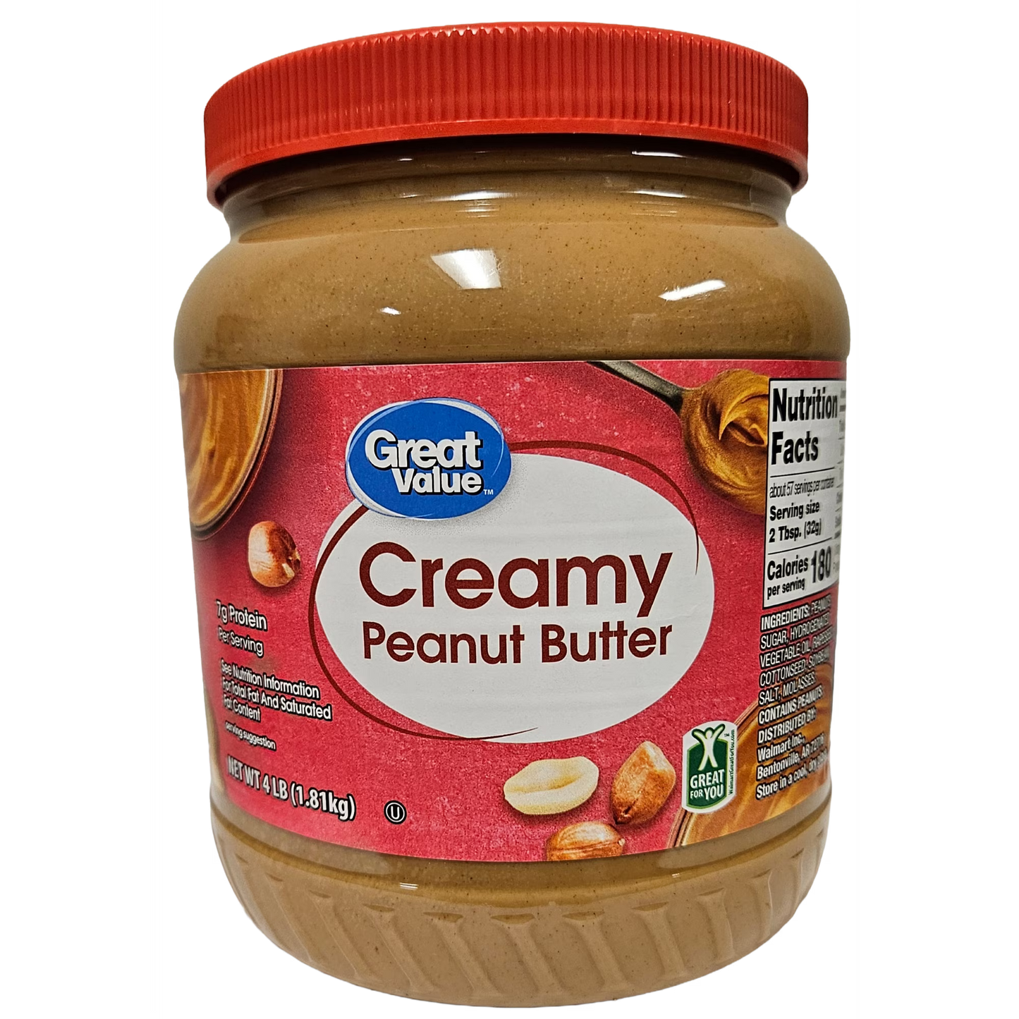 (3 pack) Great Value Creamy Peanut Butter, 64 oz