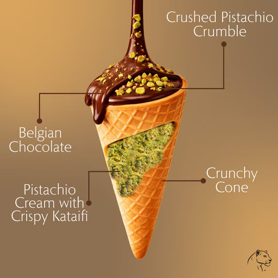 Leonessa Chocolatier Dubai Chocolate Cones, Milk Chocolate with Crispy Kataifi & Pistachio Kunafa Cream, Made with Belgian Chocolate, 4.7 oz Gable Box, 10 Count ( pack of 2)