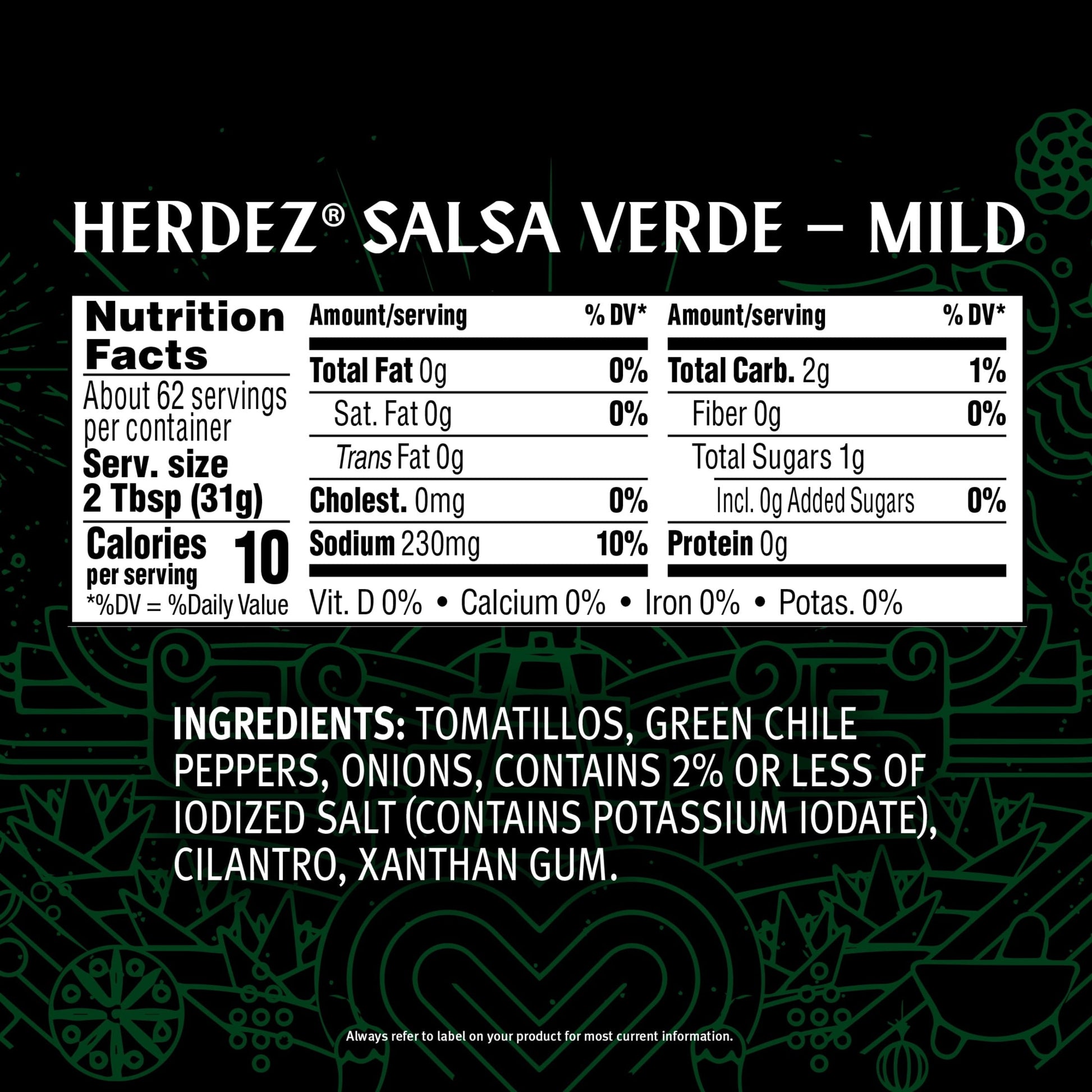 HERDEZ Salsa Verde Mild, Tortilla Chip Dip, Shelf Stable, Large 68 oz Plastic Jug