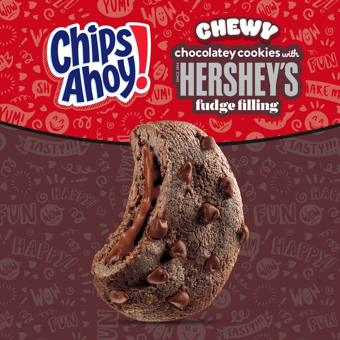 CHIPS AHOY! Chewy Hershey's Fudge Filled Soft Fudgy Chocolate Chip Cookies, Family Size, 14.85 oz