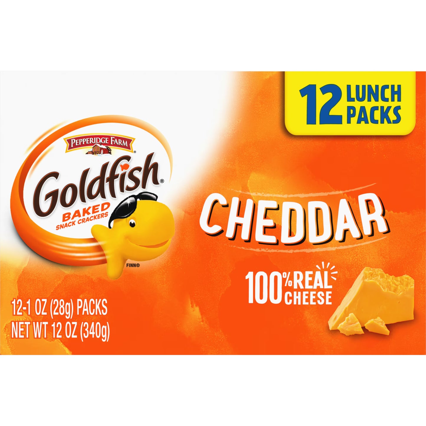 Goldfish Cheddar Cheese Crackers, Snack Packs, 1 oz, 12 Count Multi-Pack Tray